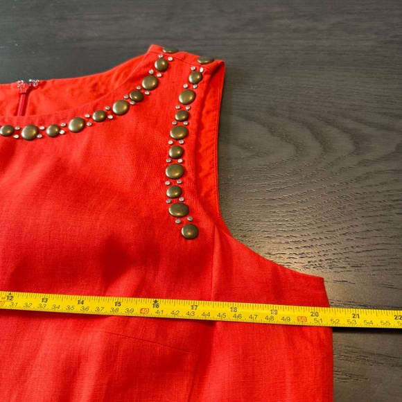 Anne Klein 100% Linen Sleeveless Embellished Red‎ Lined Dress Size 12 - Picture 7 of 12